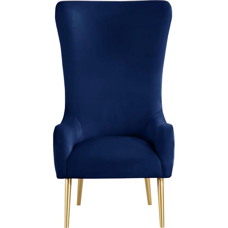 Best Master Furniture Venetian Tufted Velvet High Back Arm Chair in Navy