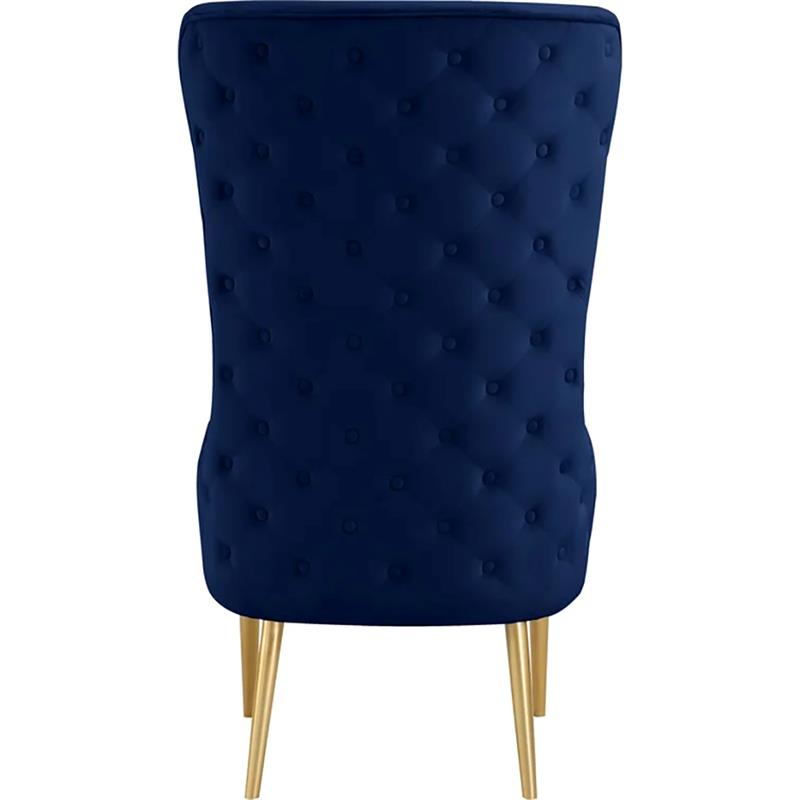 Best Master Furniture Venetian Tufted Velvet High Back Arm Chair in Navy