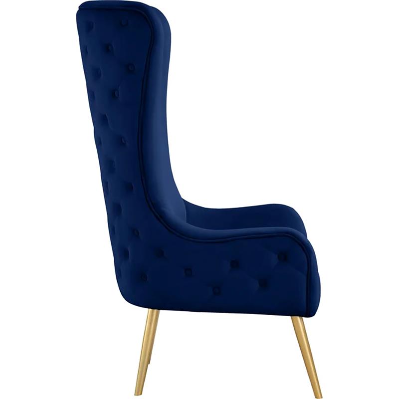Best Master Furniture Venetian Tufted Velvet High Back Arm Chair in Navy