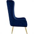 Best Master Furniture Venetian Tufted Velvet High Back Arm Chair in Navy