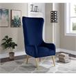Best Master Furniture Venetian Tufted Velvet High Back Arm Chair in Navy