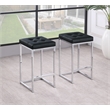 Jersey Black Faux Leather Counter Height Stool in Silver (Set of 2)