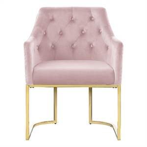lana pink tufted velvet arm chair in gold