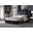 Jalen Black Velvet King Platform Bed with Gold Accents
