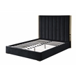 Jalen Black Velvet King Platform Bed with Gold Accents