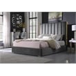 Jalen Dark Gray Velvet Queen Platform Bed with Gold Accents
