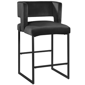 Best Master Furniture Lynx Black Velvet Bar Stool in Matte Black (Set of 2)