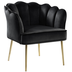 jackie black velvet accent chair with gold legs
