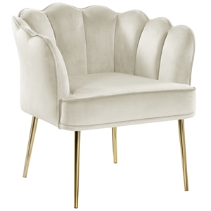 jackie cream velvet accent chair with gold legs