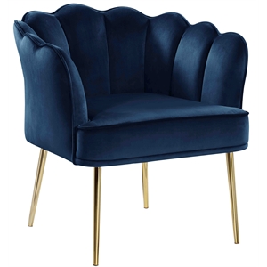 jackie navy velvet accent chair with gold legs