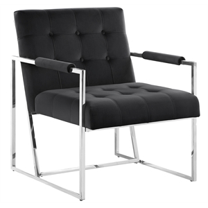 luxor black velvet modern accent chair in silver