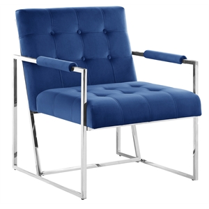 luxor blue velvet modern accent chair in silver