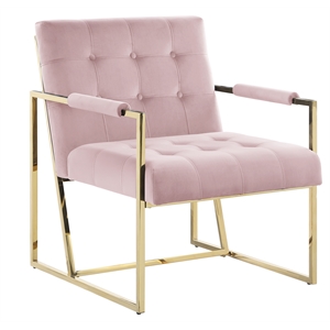 luxor pink velvet modern accent chair in gold