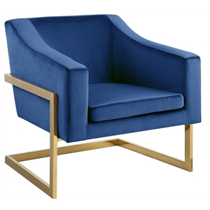 hampshire blue velvet with gold stainless steel modern accent chair