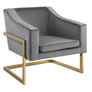 hampshire gray velvet with gold stainless steel modern accent chair