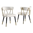 Aireys Ivory Faux Leather Armless Chair with Gold Accents (Set of 2)