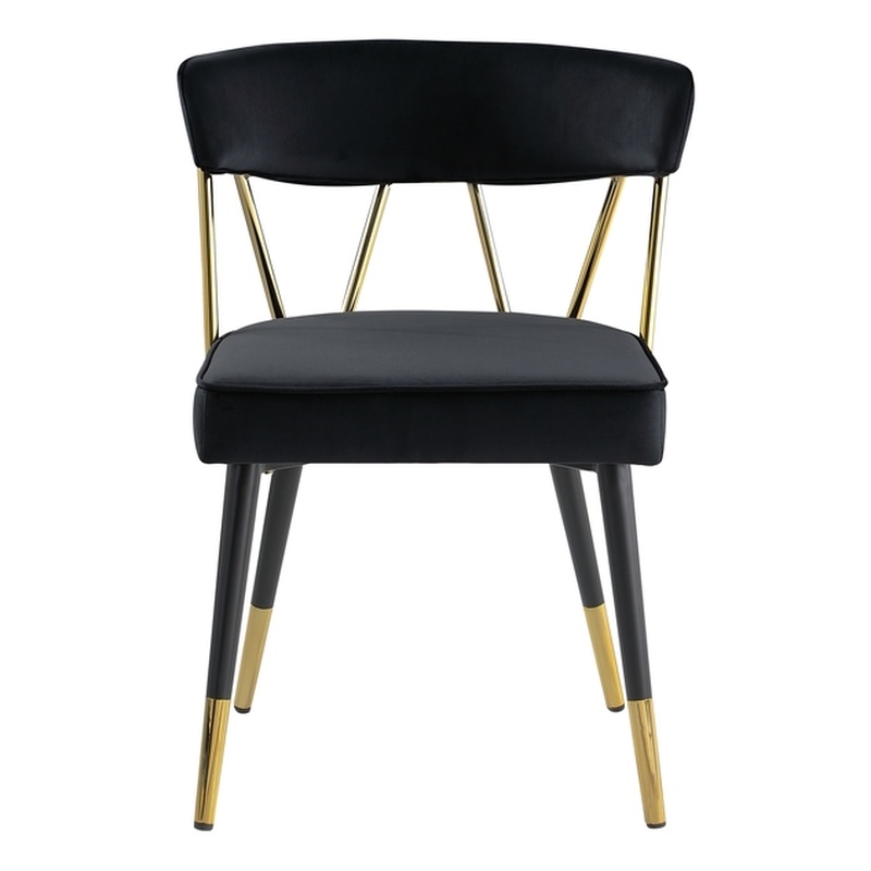Aireys Black Velvet Armless Chair with Gold Accents (Set of 2)