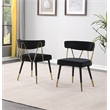 Aireys Black Velvet Armless Chair with Gold Accents (Set of 2)