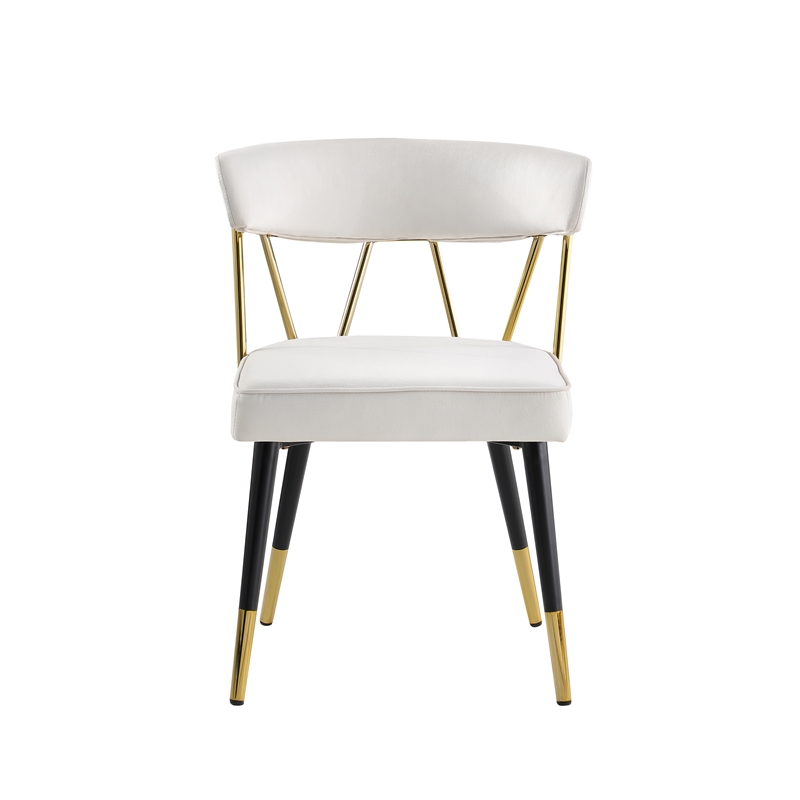 Aireys Cream Velvet Armless Chair with Gold Accents (Set of 2)