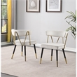 Aireys Cream Velvet Armless Chair with Gold Accents (Set of 2)