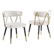 Aireys Cream Velvet Armless Chair with Gold Accents (Set of 2)