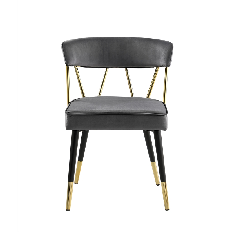 Aireys Gray Velvet Armless Chair with Gold Accents (Set of 2)