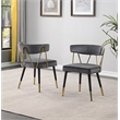 Aireys Gray Velvet Armless Chair with Gold Accents (Set of 2)