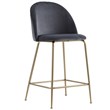 Best Master Miramar Velvet Metal Counter Height Bar Stools in Dark Gray Set of 2