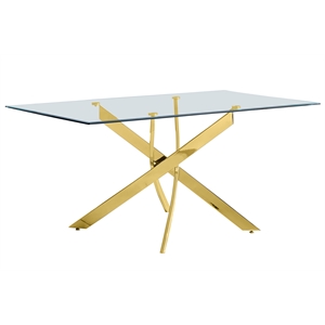 Best Master Furniture Trinity 63&quotW Modern Rectangle Glass Dining Table in Gold