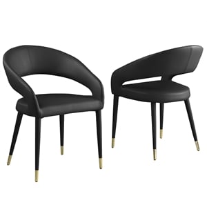 Best Master Furniture Jacques Faux Leather Dining Chairs in Black (Set of 2)