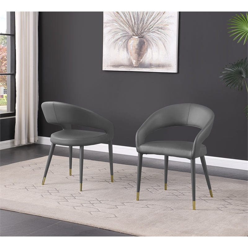 Best Master Furniture Jacques Faux Leather Dining Chairs IN Gray (Set of 2)