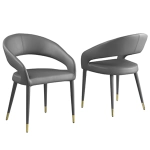 Best Master Furniture Jacques Faux Leather Dining Chairs IN Gray (Set of 2)