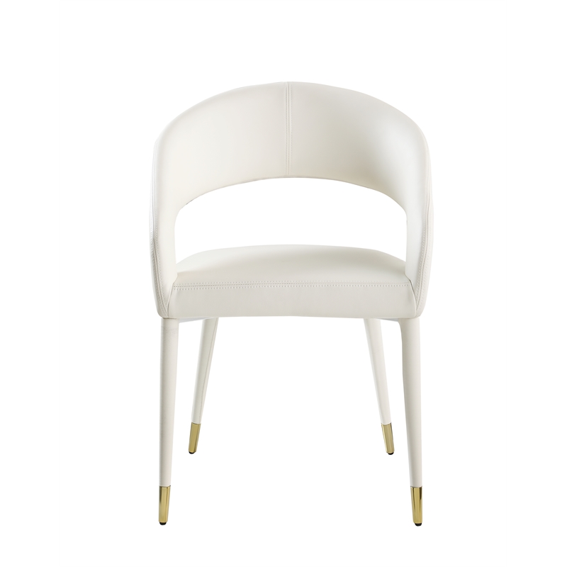 Best Master Jacques Faux Leather Dining Chairs in Cream White (Set of 2)