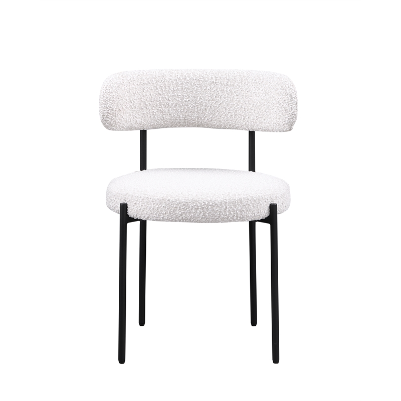 Best Master Drexel Boucle Fabric Dining Chairs in Cream (Set of 2)