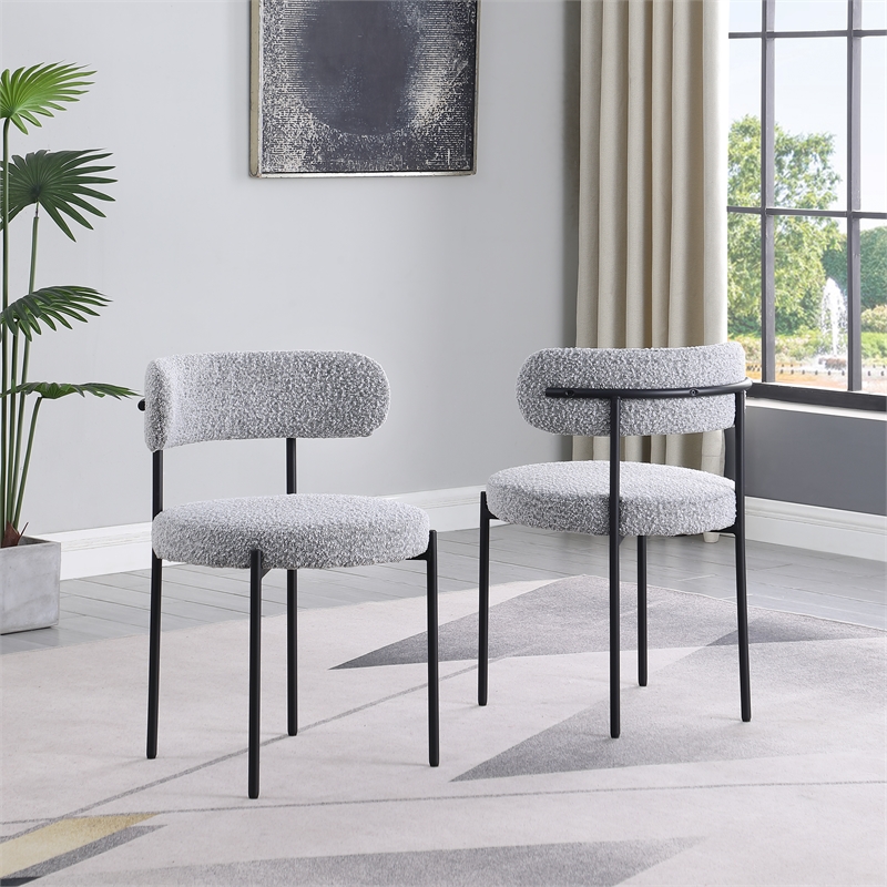 Best Master Drexel Boucle Fabric Dining Chairs in Gray (Set of 2)