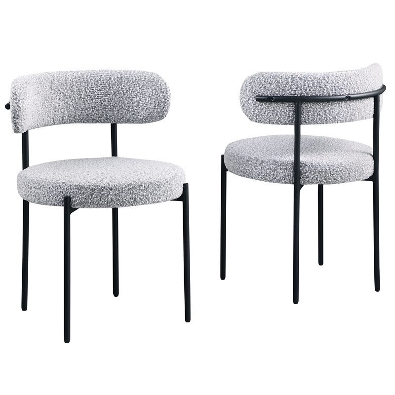 Best Master Drexel Boucle Fabric Dining Chairs in Gray (Set of 2)