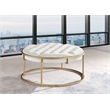 Amoria Cream Round Ottoman in Brushed Gold