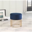 Jane Blue Velvet Round Ottoman