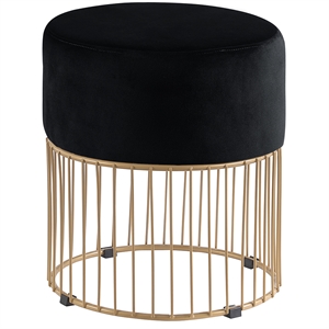 Jane Black Velvet Round Ottoman
