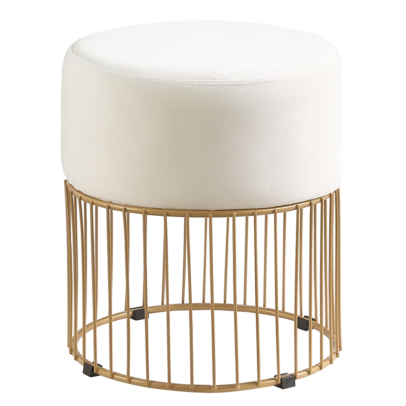 Jane Cream Velvet Round Ottoman