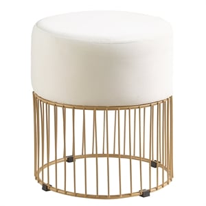 Jane Cream Velvet Round Ottoman