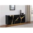 Sanford Black Lacquer Wood High Gloss with Gold Accent Modern-Sideboard