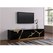 Sanford Black High Gloss Wood with Gold Accent Modern TV Stand