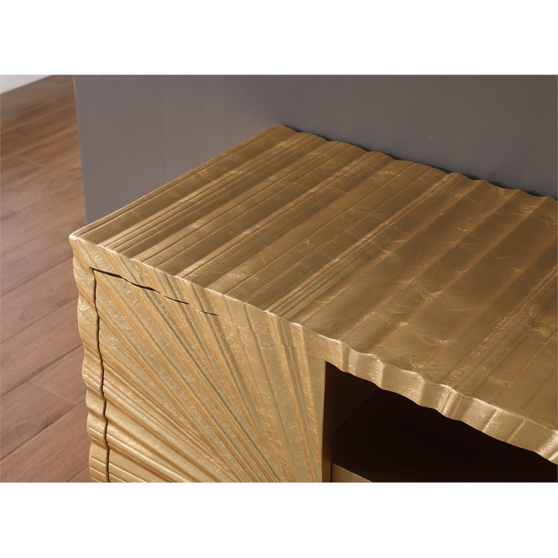Lacy Freestanding Infrared Electric Fireplace TV Stand in Metallic Gold