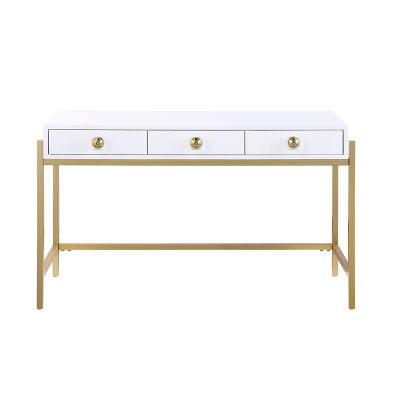 Messina Rectangle White 3-Drawer Computer Desk
