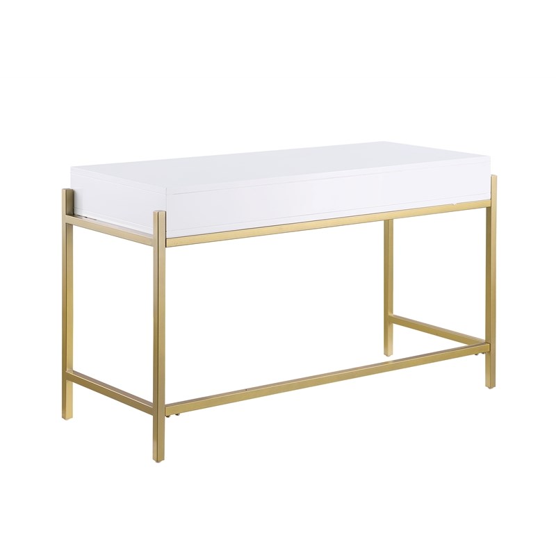 Messina Rectangle White 3-Drawer Computer Desk