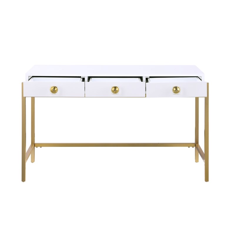 Messina Rectangle White 3-Drawer Computer Desk