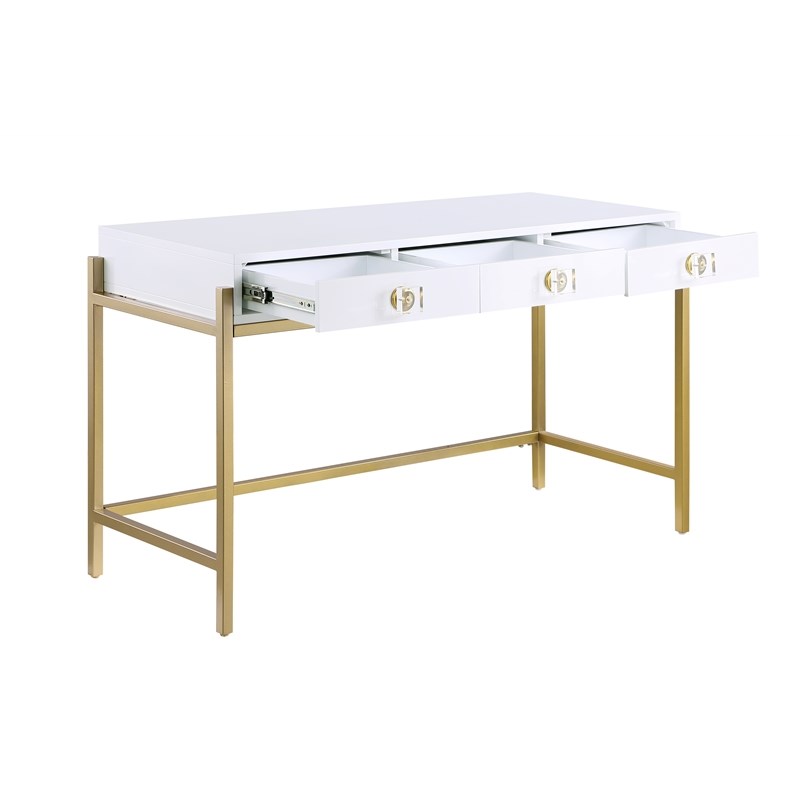Messina Rectangle White 3-Drawer Computer Desk