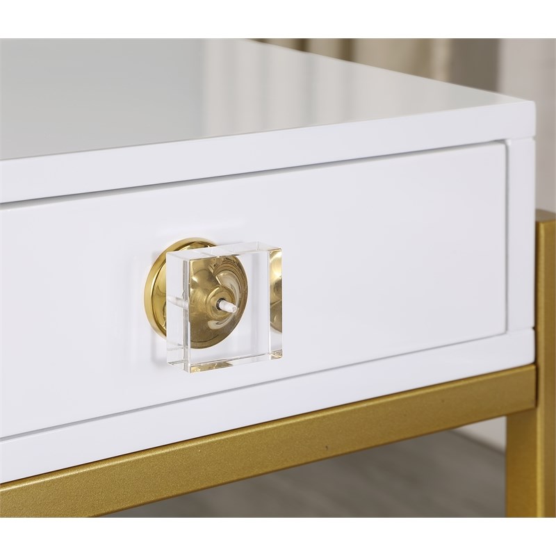 Messina Rectangle White 3-Drawer Computer Desk