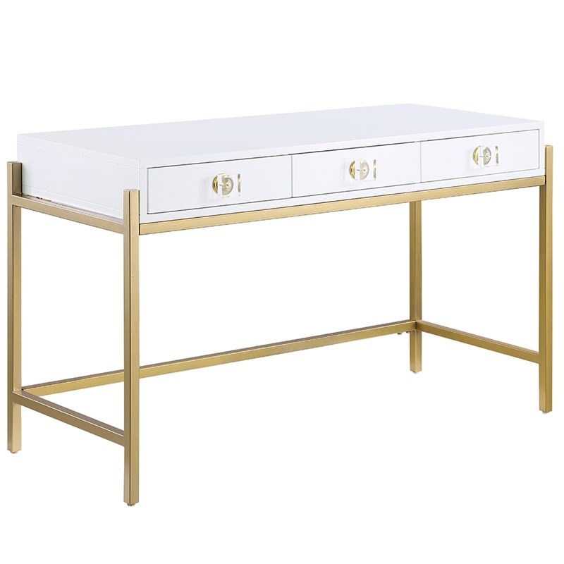 Messina Rectangle White 3-Drawer Computer Desk